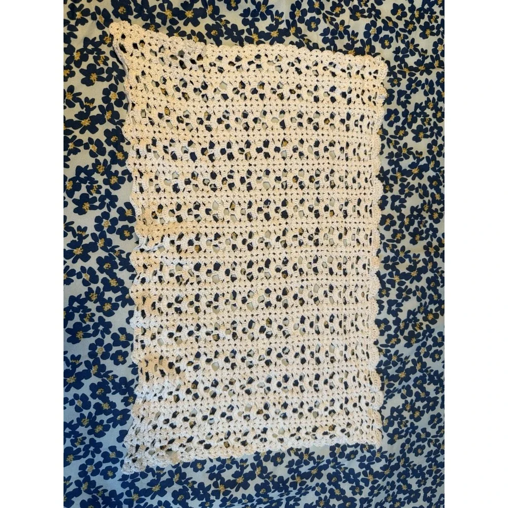 Vintage Hand Crocheted Doily Lot of 7 White & Purple‎ Lace Table Runners Mats